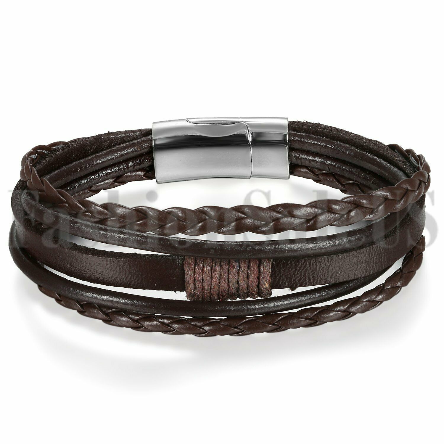 Women's Braided Brown Leather Bracelet